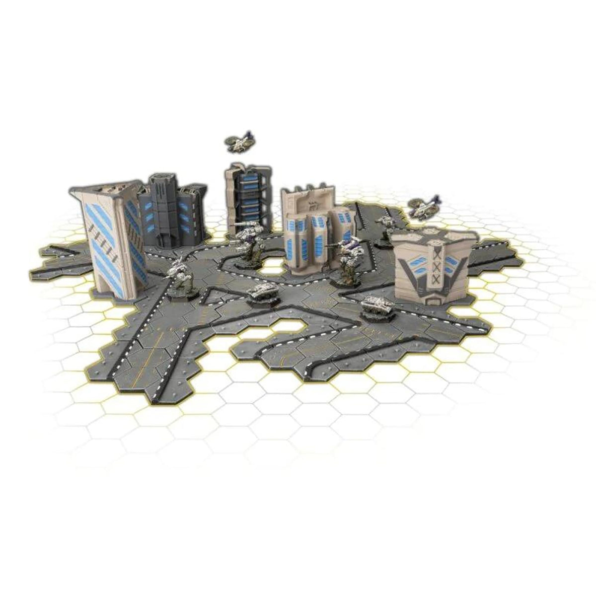 GF9: Hextech Trinity City: Highway Intersections - 10 Road Sections, Battlefield in A Box, Tabletop Ready Painted Terrain, Sci-Fi, RPG Accessory