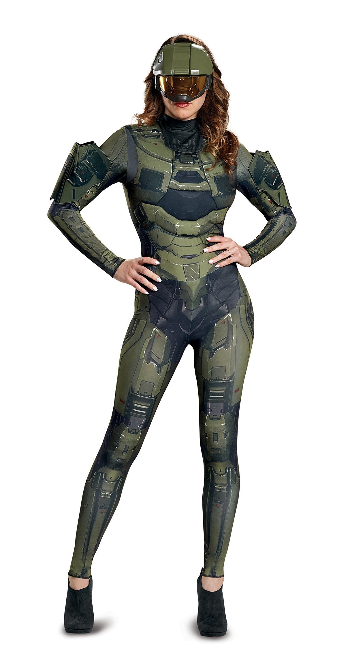 Disguise Women&#39;s Master Chief Adult Female Deluxe Costume, green, S (4-6)