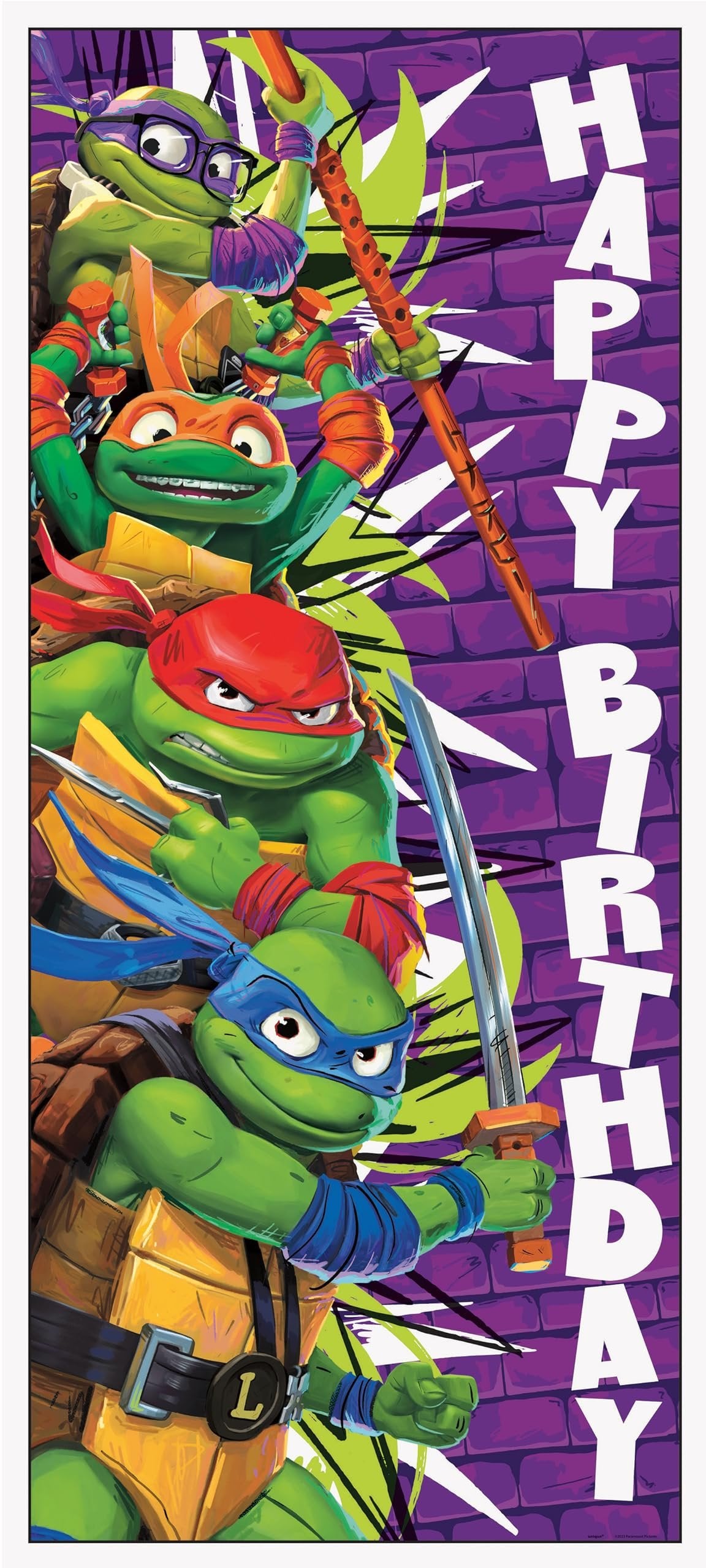 Teenage Mutant Ninja Turtles Birthday Door Poster - 27&quot; x 60&quot;, 1 Count | Eye-catching Party Decoration for Kid&#39;s Parties