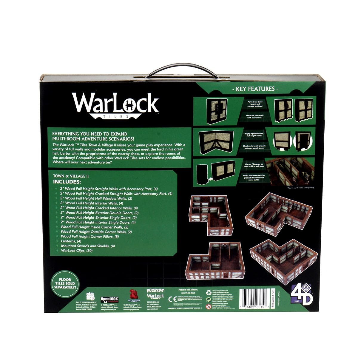 WizKids WarLock Tiles: Town &amp; Village II - Full Height Plaster Walls Expansion