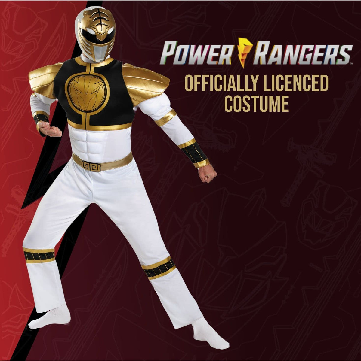 Adult Power Ranger&#39;s White Ranger Classis Muscle Costume