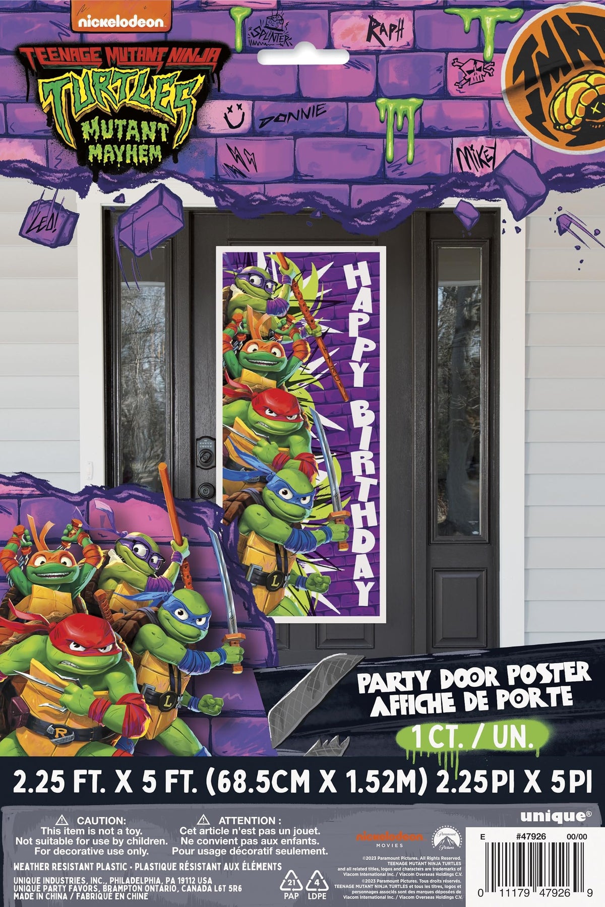 Teenage Mutant Ninja Turtles Birthday Door Poster - 27&quot; x 60&quot;, 1 Count | Eye-catching Party Decoration for Kid&#39;s Parties