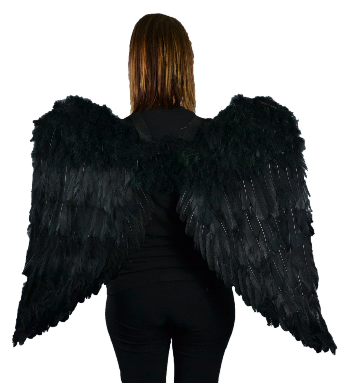 Touch of Nature Black Adult Angel Wings - 43&quot; by 27&quot; - Halo Included - Black Feather Wing - Costume Wings - Large Angel Wings