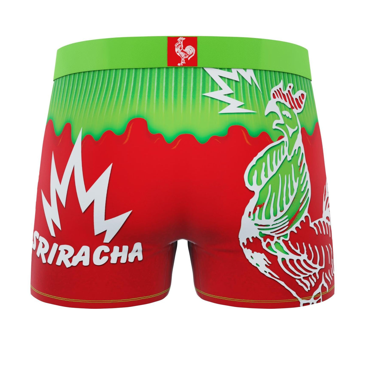 Crazy Boxers Sriracha Rooster and Fire Boxer Briefs XLarge (40-42) Red