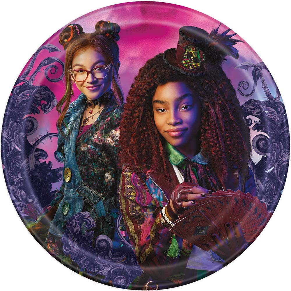 Unique Disney Descendants 3 Round Dessert Plates - 7&quot; (Pack of 8) - Durable &amp; Colorful Design Featuring Favorite Characters, Perfect for Kids&#39; Birthdays &amp; Events