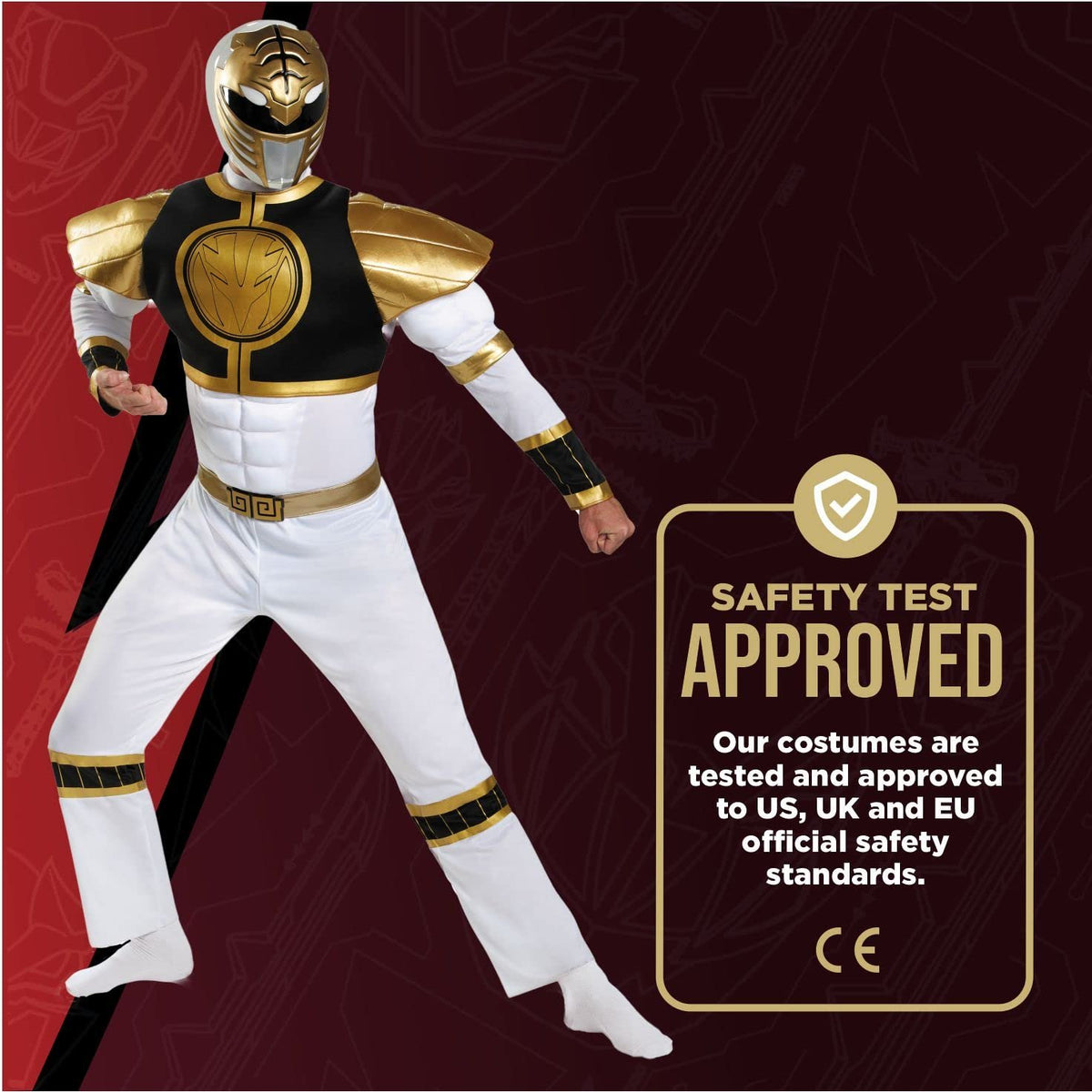 Adult Power Ranger&#39;s White Ranger Classis Muscle Costume