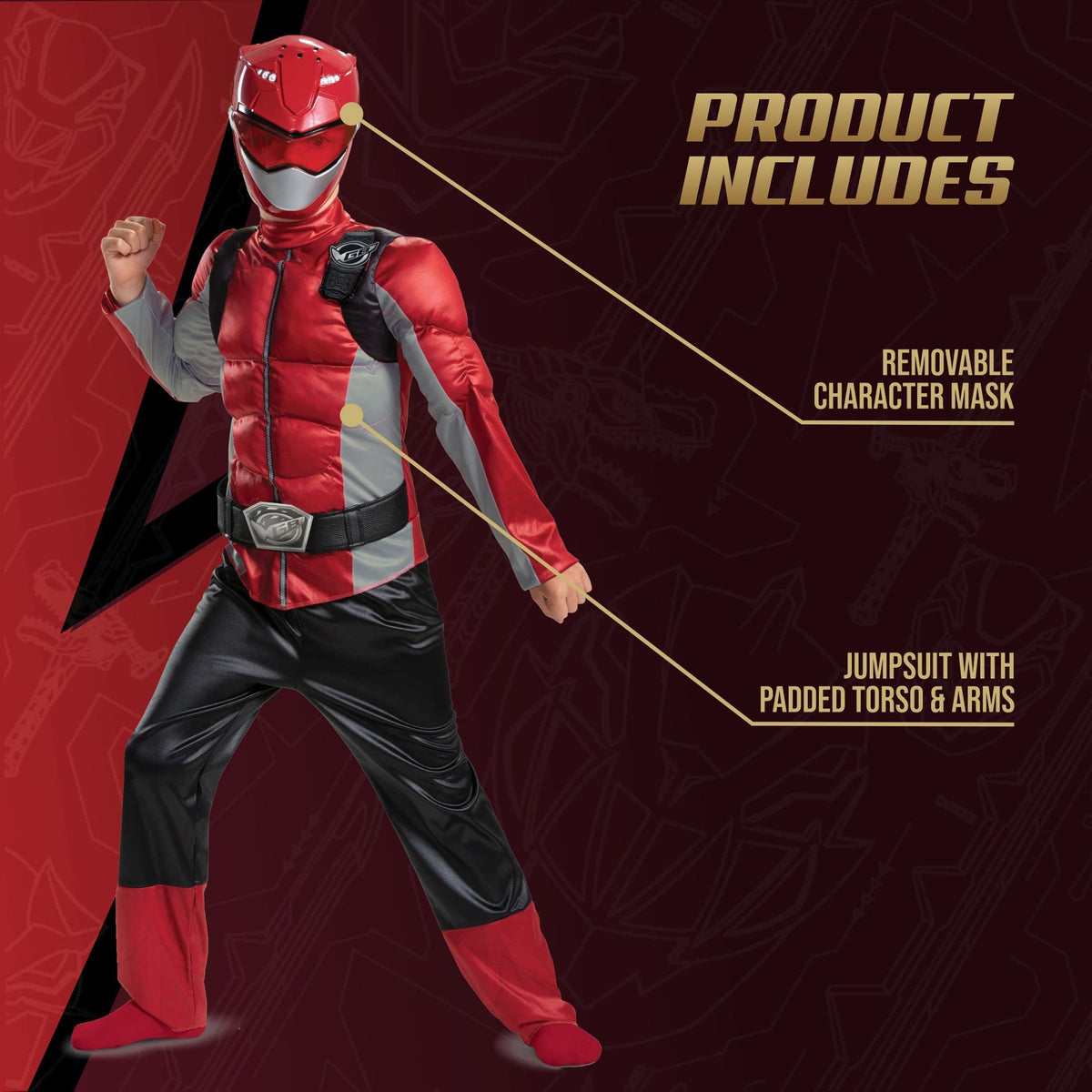 Red Ranger Beast Morphers Classic Muscle Child Costume