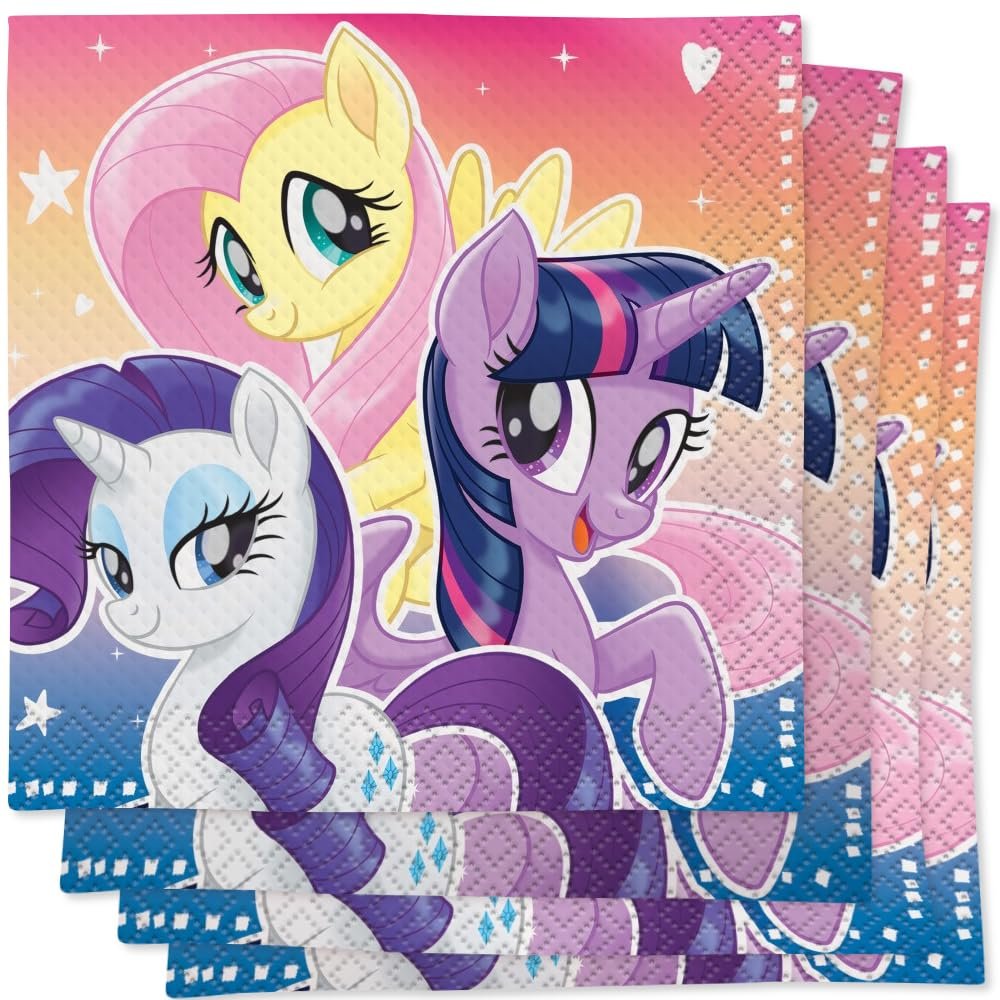 Unique Industries My Little Pony Beverage Paper Napkins - 5&quot; x 5&quot;, 16 Pcs