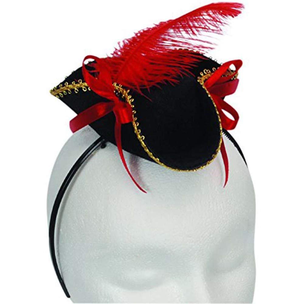 Loftus International Star Power Halloween Caribbean Pirate Tricorn Mini Hat Headband, Black, One Size Novelty Item