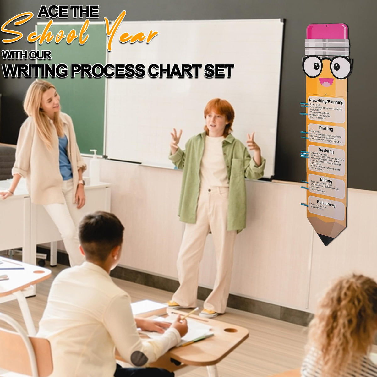 Fun Express Writing Process Chart Set - 31 Pieces - Educational and Learning Activities for Kids