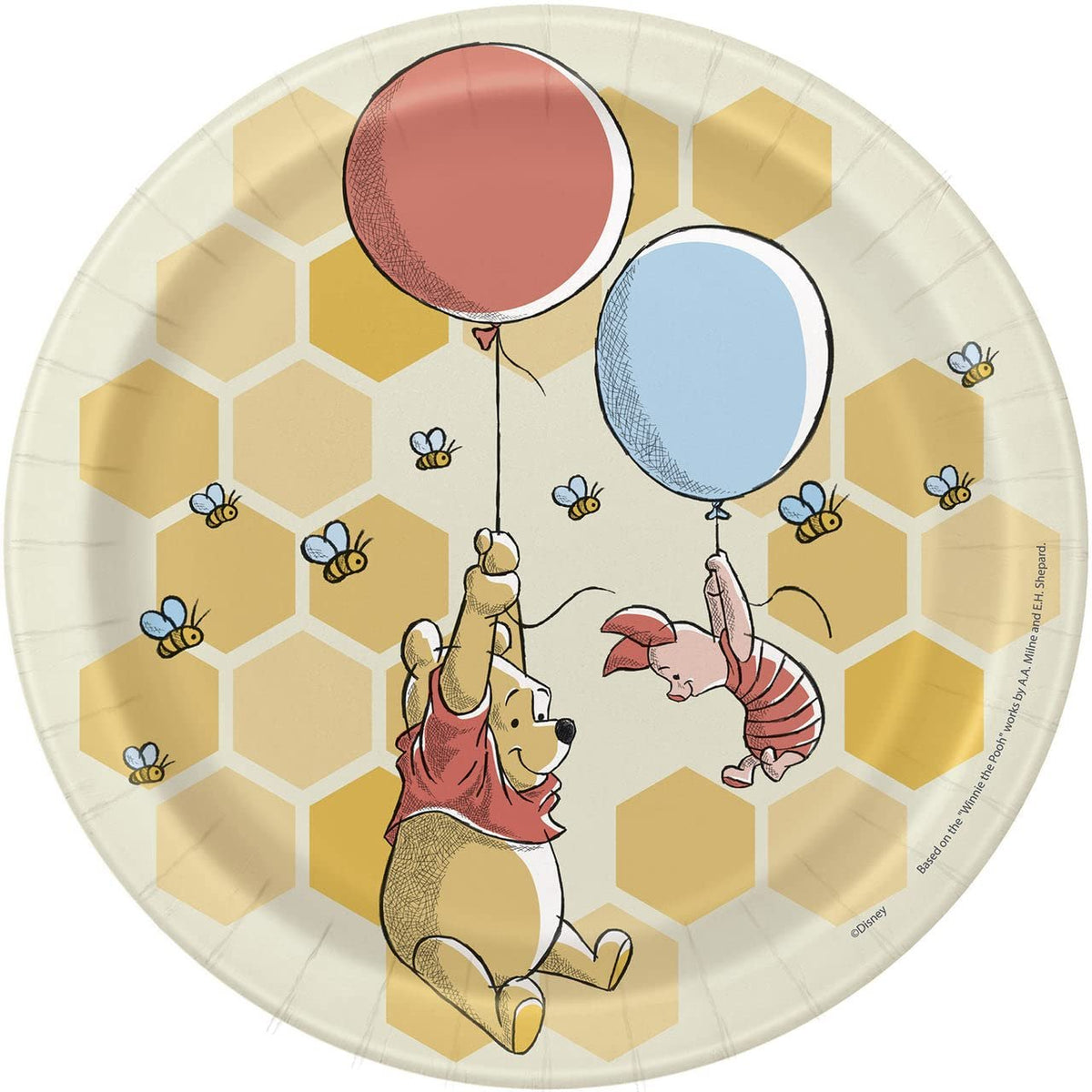 Unique Disney Winnie the Pooh Round Dessert Plates - 7&quot; (Pack of 8) - Colorful Party Plates, Perfect for Birthdays and Celebrations