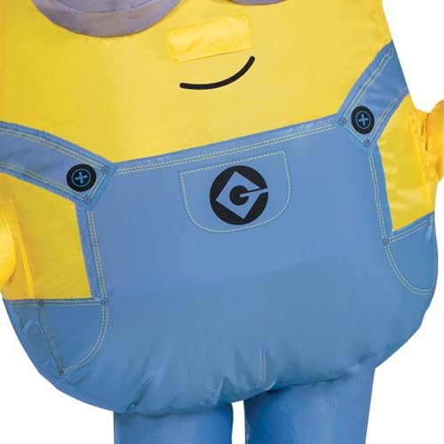 Disguise Bob Inflatable Minion Costume for Kids, Official Minions Halloween Costume, Blow Up Jumpsuit with Fan, Child Size (up to 7-8)