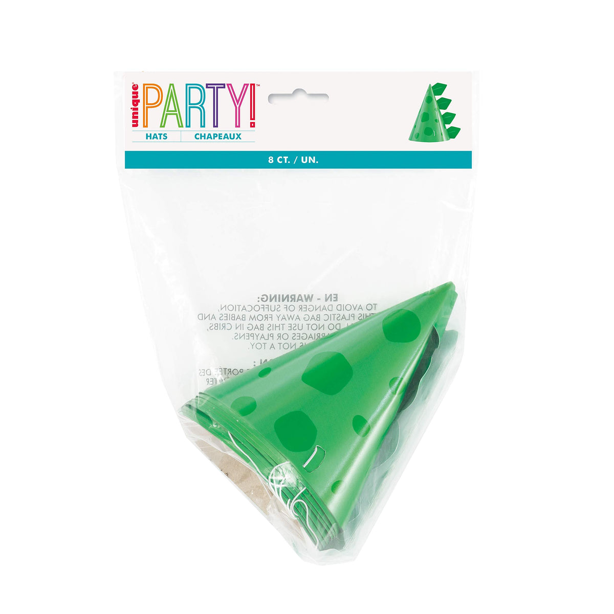 Unique Green Cone-Shaped Dinosaur Cardstock Party Hats (Pack of 8) - Perfect for Kids&#39; Birthdays &amp; Dino-Themed Celebrations