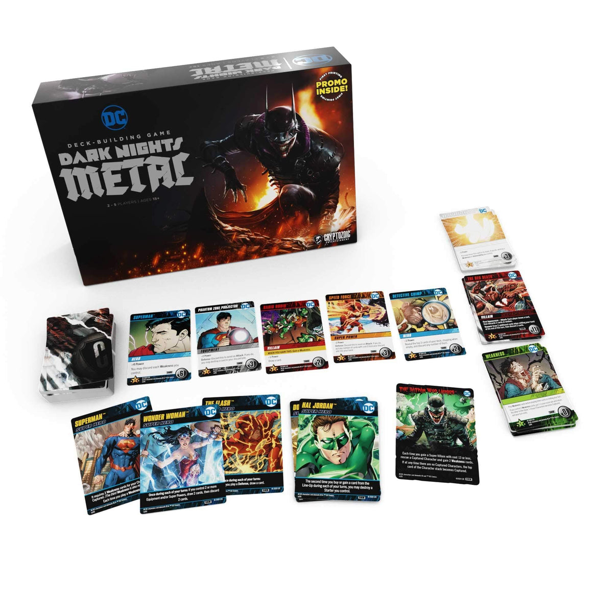 Cryptozoic Entertainment DC Deck Building Game - Dark Nights Metal - Defeat The Batman Who Laughs and his Dark Knights - for 2 to 5 Players - Ages 15