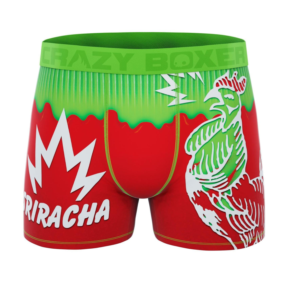 Crazy Boxers Sriracha Rooster and Fire Boxer Briefs XLarge (40-42) Red