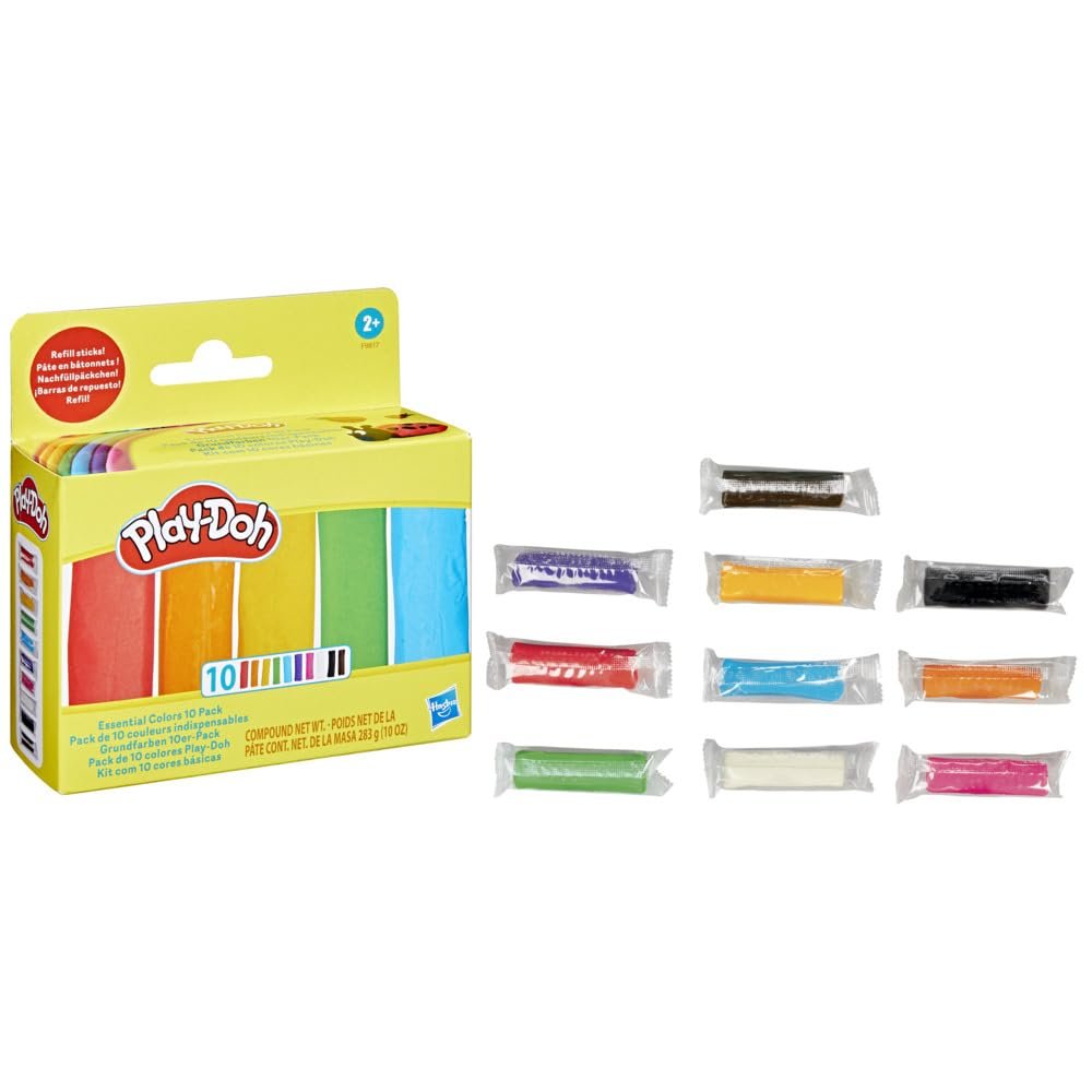 Play-Doh Essential Colors 10 Pack of Refill Sticks, Great for Classrooms and Party Favors, Kids Arts and Crafts Toys for 2 Year Olds and Up