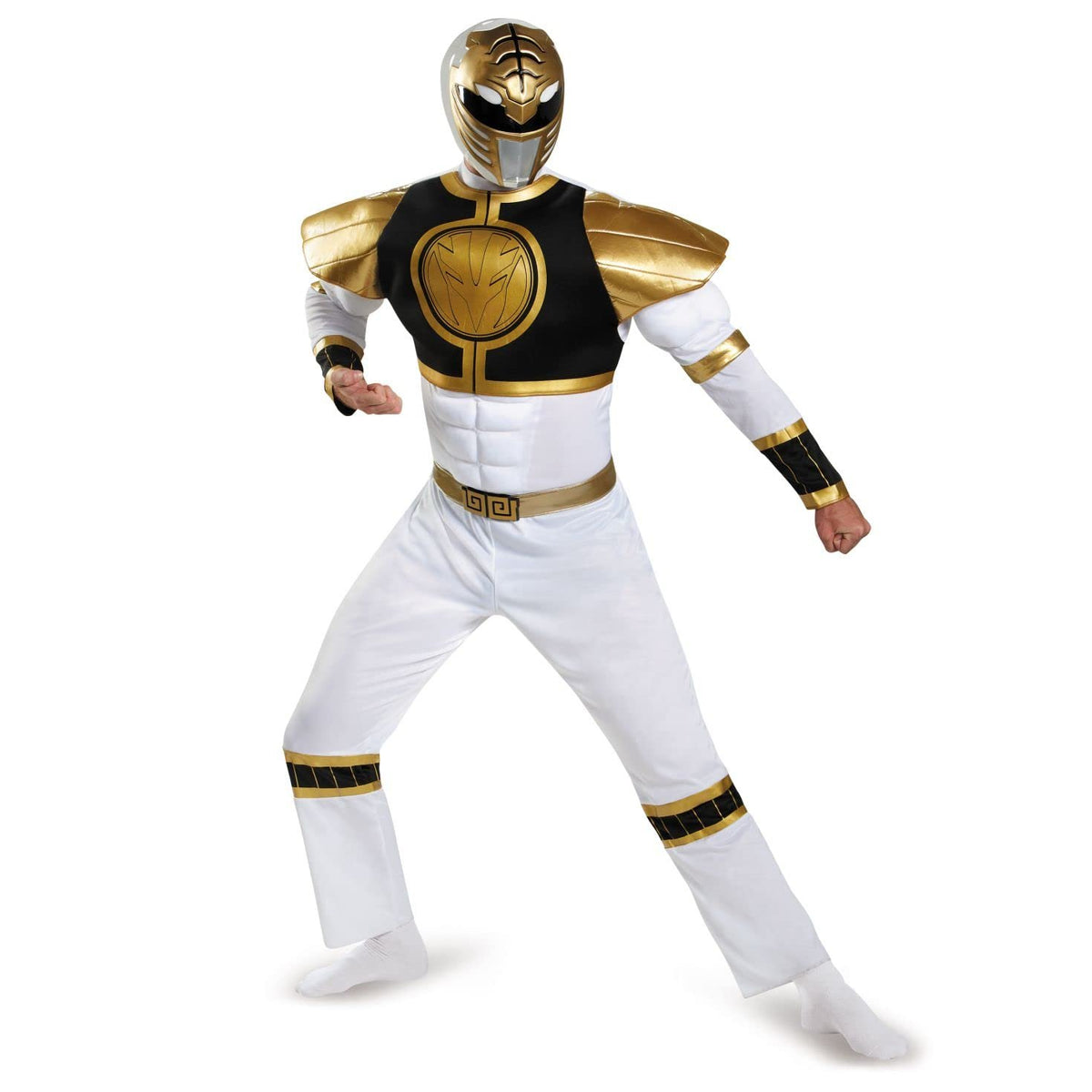 Adult Power Ranger&#39;s White Ranger Classis Muscle Costume