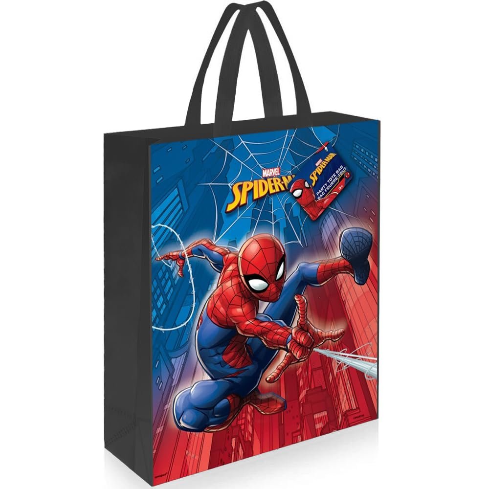 Unique Spiderman Plastic Tote Bag | 13&quot; x 11&quot; | 1 Pc