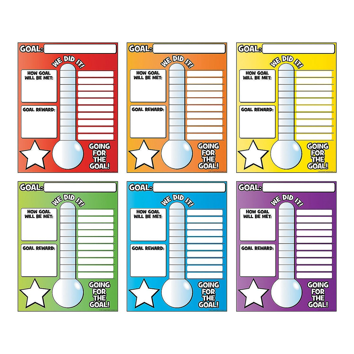 Fun Express Vertical Goal Thermometer Poster - Classroom Decorations - 6 Pieces