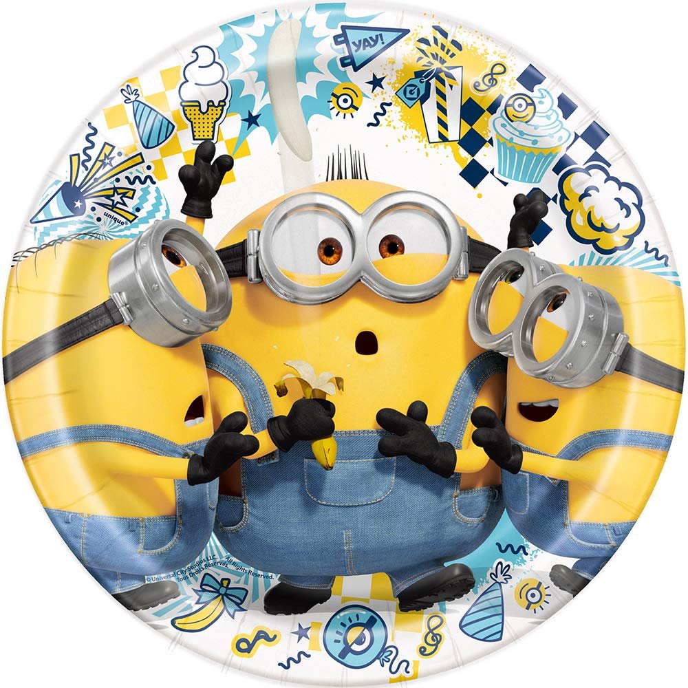 Unique Fun &amp; Festive Minions 2 Round Dinner Plates Set - 9&quot; (8 Pc.) - Perfect for Themed Parties &amp; Celebrations