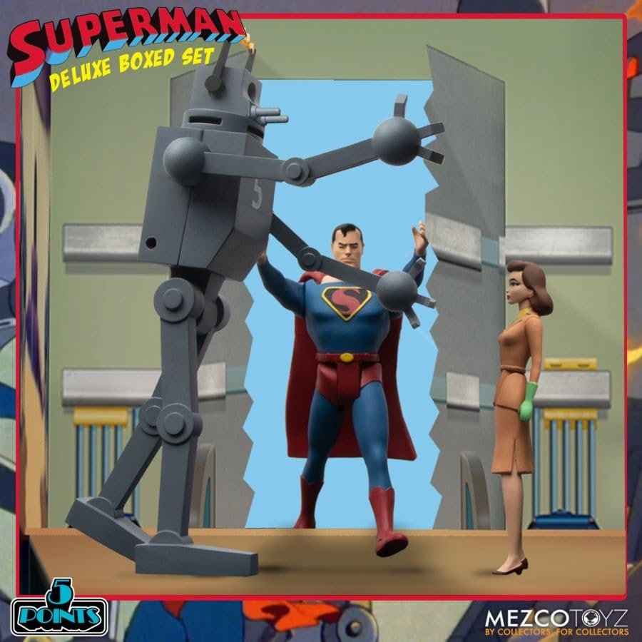 Mezco Toyz DC Comics 5 Points Superman The Mechanical Monsters (1941) Deluxe Boxed Set