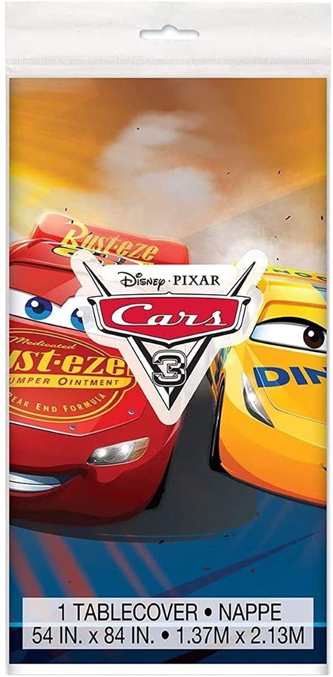 Unique Disney Cars 3 Rectangular Plastic Table Cover - 54&quot; x 84&quot;, 1 Pc