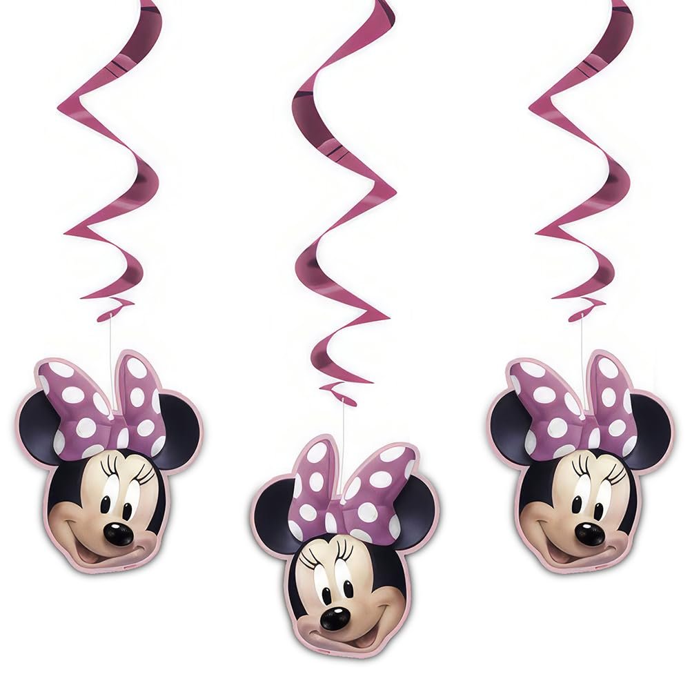 Unique Minnie Mouse Hanging Swirl Decorations - 26&quot; | Pink | 3 Pcs