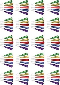 Beistle 100 Piece Happy New Year’s Eve Party Favors Horns Birthday Noise Makers, 9&quot;