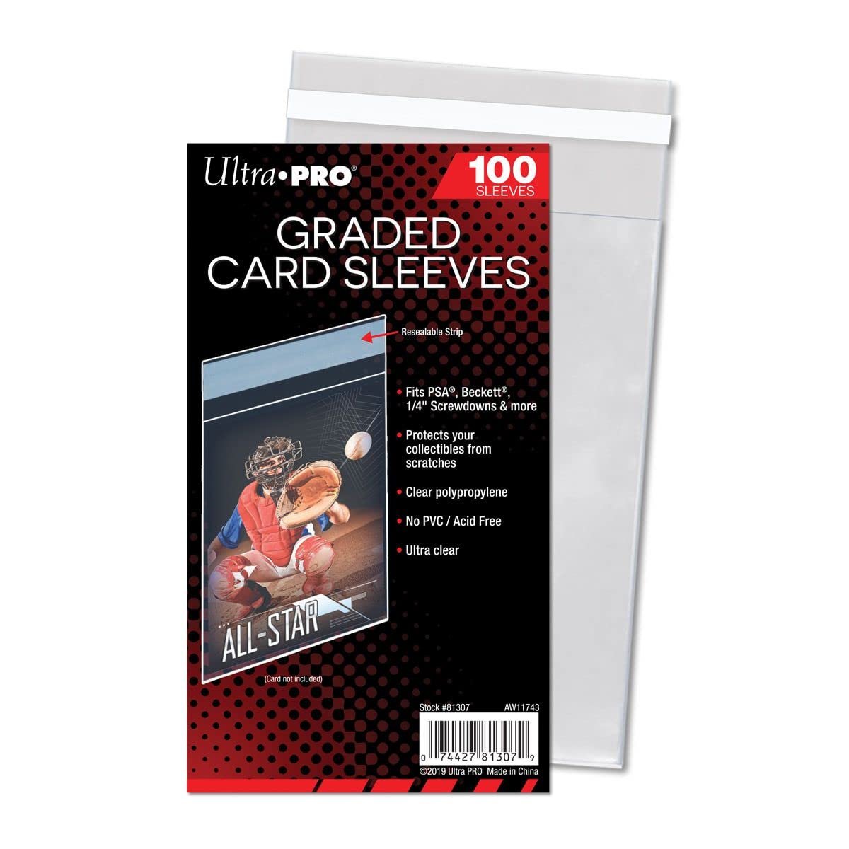 Ultra Pro - Graded Card Sleeves Resealable, Crystal Clear Premium Graded Trading Card Display Storage Sleeves Protectors