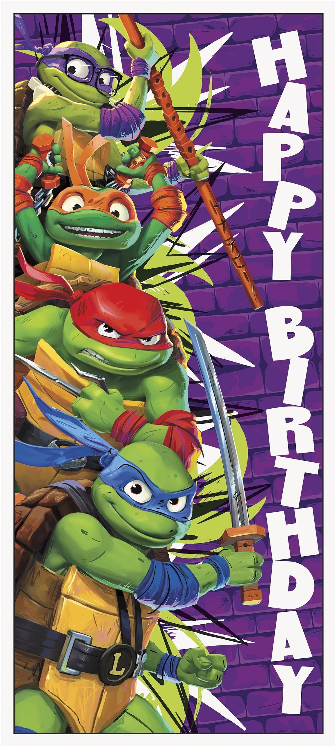 Teenage Mutant Ninja Turtles Birthday Door Poster - 27&quot; x 60&quot;, 1 Count | Eye-catching Party Decoration for Kid&#39;s Parties