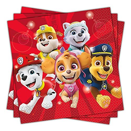 Red Paw Patrol Luncheon Napkins (Pack of 16) - Eco-Friendly Paper Napkins,Perfect for Birthday Celebrations &amp; Kids&#39; Themed Events