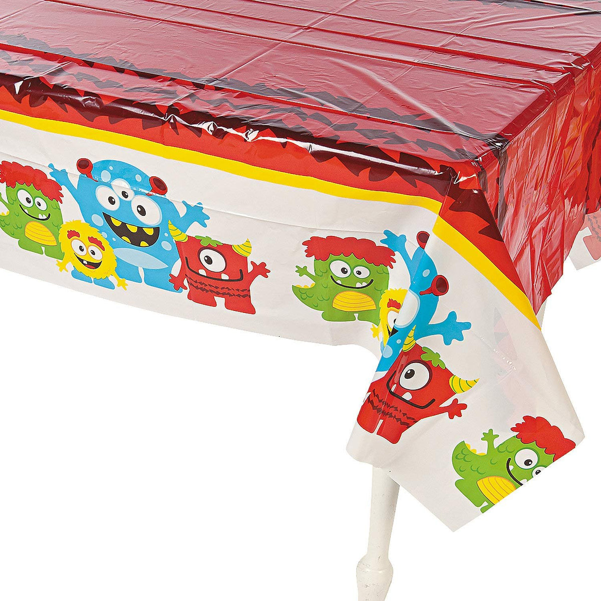 Fun Express Mini Monster Plastic Tablecloth - Halloween and Little Monster Birthday Party Supplies